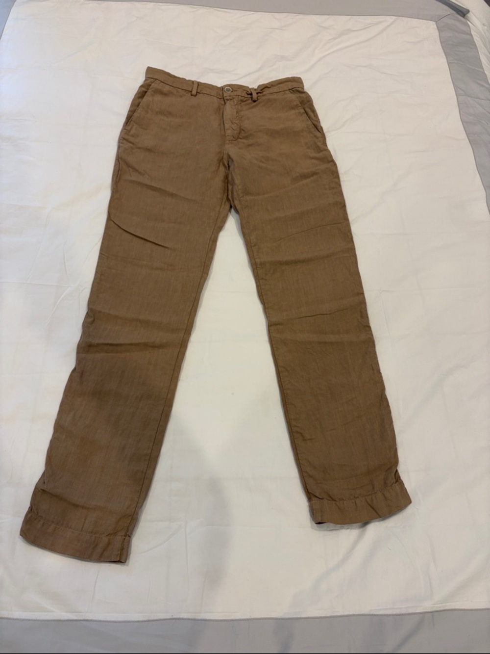 120%LINO Men's Casual Linen Pants in Brown